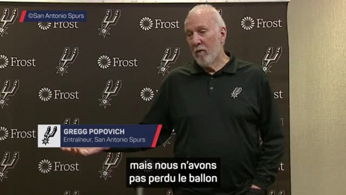 Spurs - Popovich satisfait de la victoire contre Utah