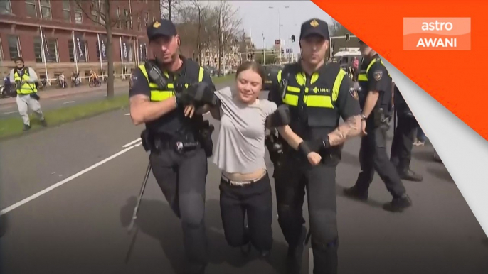 Protes iklim: Greta Thunberg ditahan dua kali ketika protes di The Hague