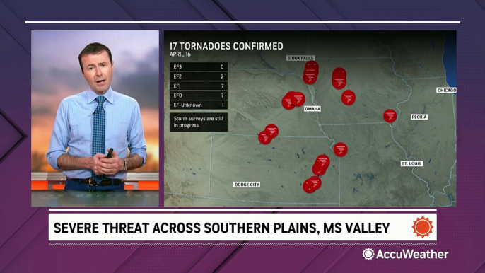 At least 17 tornadoes confirmed throughout the Midwest on April 16