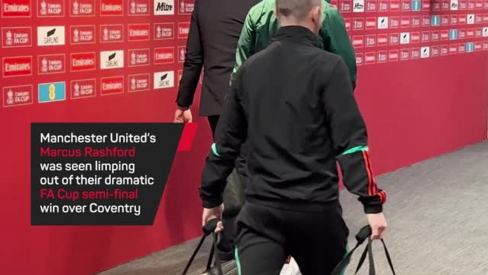 Marcus Rashford seen limping after FA Cup semi-final victory