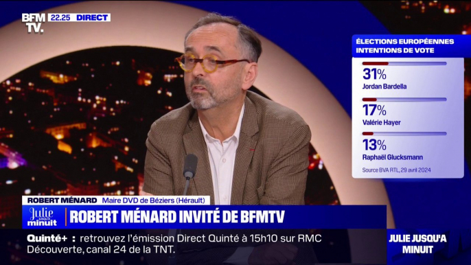 Élections européennes: "Je me félicite que le Rassemblement national ait abandonné un certain nombre de postures qu'ils avaient", affirme Robert Ménard (maire DVD de Béziers)