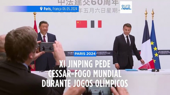 Macron e Xi Jinping pedem "trégua global" durante os Jogos Olímpicos de Paris