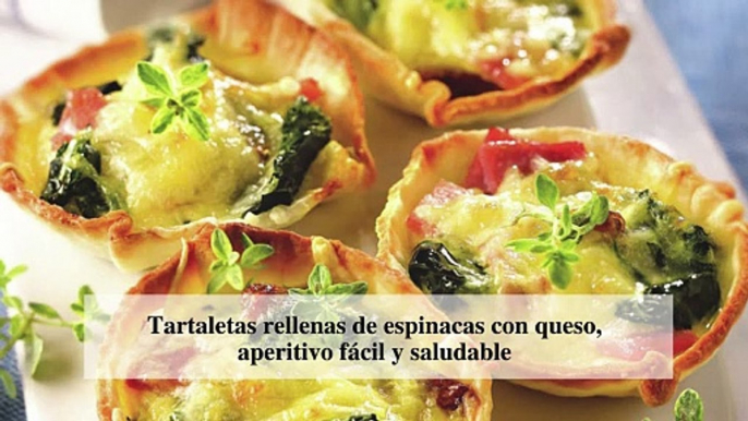 Tartaletas rellenas de espinacas con queso, aperitivo fácil y saludable