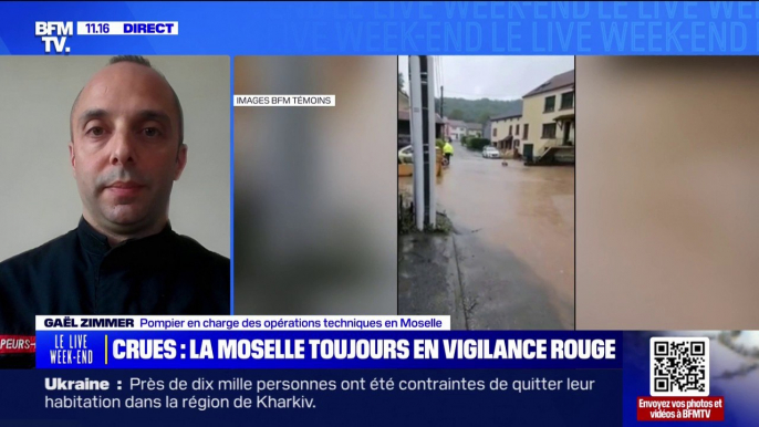 Inondations en Moselle: "On a mobilisé 2.400 sapeurs-pompiers professionnels et volontaires de la Moselle" assure Gaël Zimmer (pompier en charge des opérations techniques en Moselle)