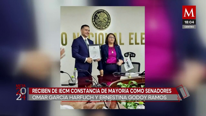 Entregan constancia de senadores electos a Omar García Harfuch y Ernestina Godoy