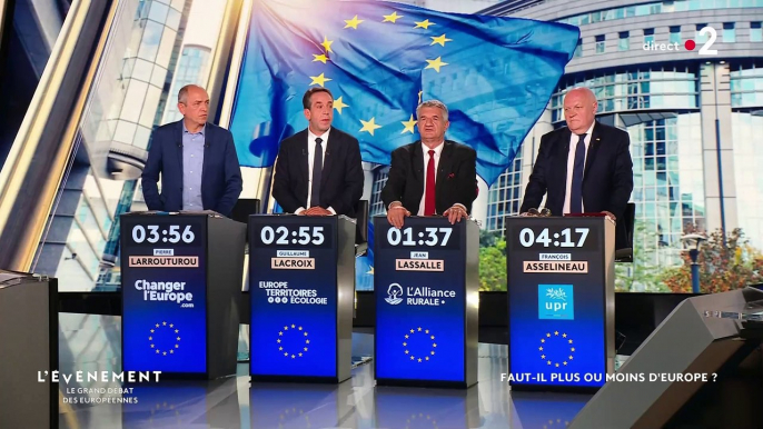 Européennes - Lassé par l’intervention du journaliste Guillaume Daret, Jean Lassalle pousse un coup de gueule en direct sur France 2 lors du débat: "Est-ce que vous pouvez vous taire et me laisser répondre !" - Regardez