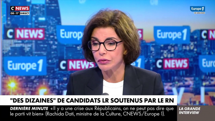 Rachida Dati estime sur CNews que le Rassemblement National représente un danger pour les femmes : "Ils veulent remettre en cause les droits fondamentaux comme l'égalité hommes/femmes"