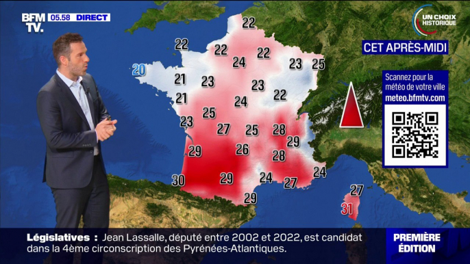 Des orages, des averses et de la grisaille sur la moitié Nord, et du soleil dans le Sud, avec des températures comprises entre 20°C et 31°C... La météo de ce lundi 17 juin