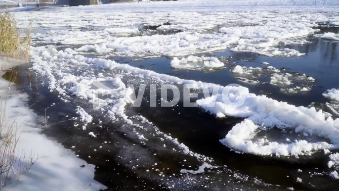 Frozen river with ice floes static shot-2