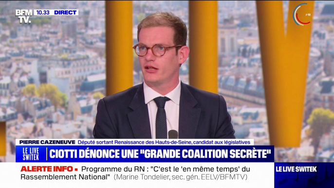 "Jamais de la vie": Pierre Cazeneuve (Renaissance) dément les propos d'Éric Ciotti d'une "grande coalition secrète" des LR jusqu'à LFI