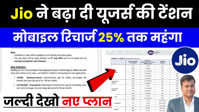 Jio ने बढ़ा दी टेंशन, Jio Recharge Plan Hike, jio recharge 25% increase, Jio Recharge New Plan (1)