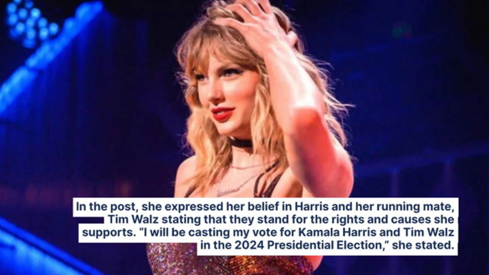 Taylor Swift Says 'I Will Be Casting My Vote For Kamala Harris And Tim Walz,' Takes A Dig At JD Vance By Calling Herself A 'Childless Cat Lady'