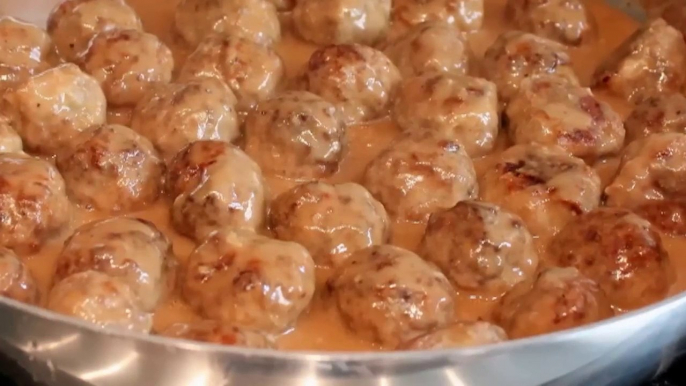 Swedish Meatballs Recipe -- Beef & Pork Meatballs with Creamy Brown Gravy-DailyVideos