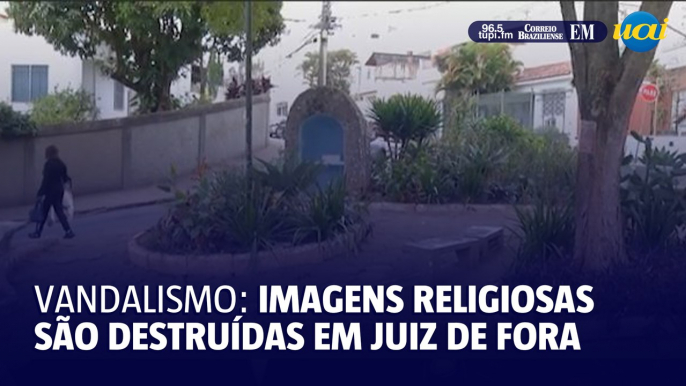 Praça de Juiz de Fora tem imagens religiosas quebradas