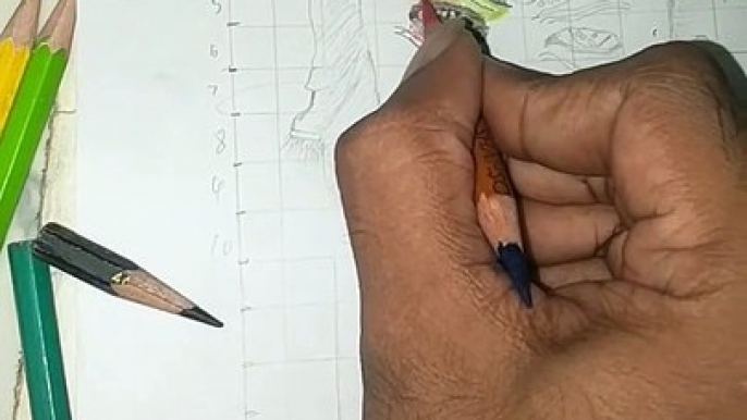 pushpa 2 colour pencil drawing for beginners,