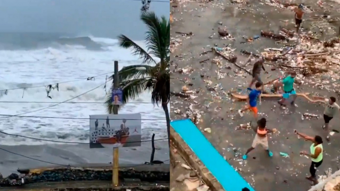 Impactantes imagenes del huracán Beryl penetrando las zonas del litoral caribeño en República Dominicana.