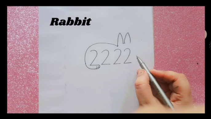 How to draw a Rabbit with 2222 numbers /Rabbit drawing step by step