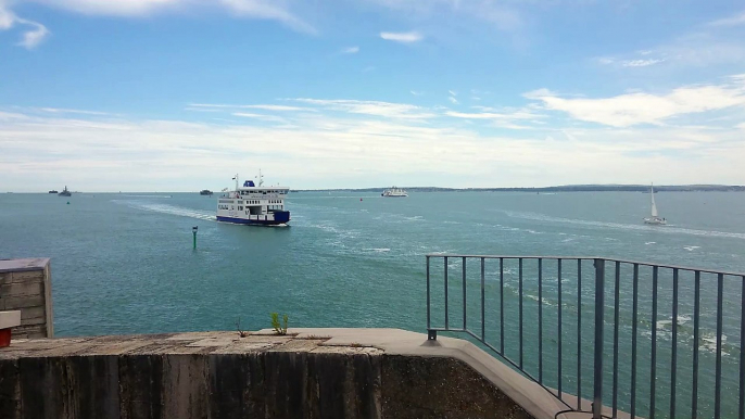 Wightlink ferry St Faith sailing past Portsmouth from the Isle of Wight