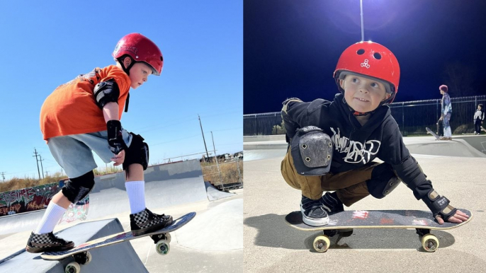 Skateboarder, six, does 15ft tricks and out-shreds his dad