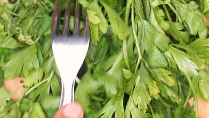 Así puedes deshojar perejil o cilantro con un tenedor