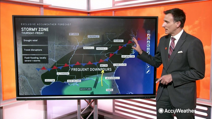 Front stalling out over the Southeast, bringing days of thunderstorms