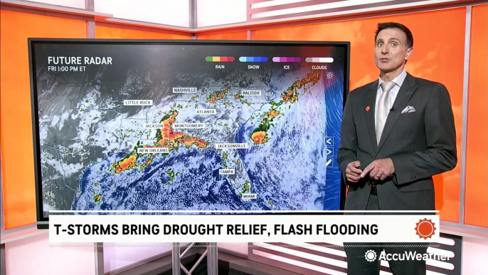 Thunderstorms bring both drought relief and flash flood risks to the Southeast