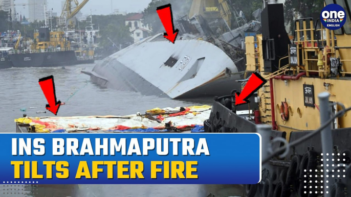 Indian Navy Frigate INS Brahmaputra Fully Tilts Onto One Side After Onboard Fire At Mumbai Docks