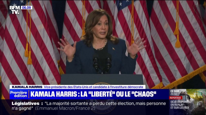 Kamala Harris tacle Donald Trump de vouloir "faire reculer" les États-Unis