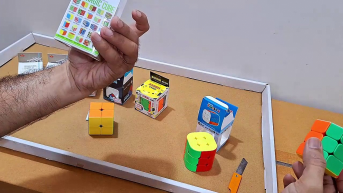 Unboxing and Review of Stickerless rubik's Cube 2x2, mirror 2x2 cube, barrel 3x3 cube