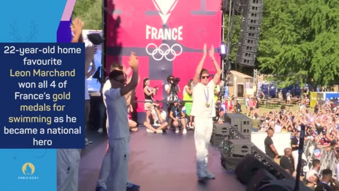 France team parades their medals in front of a packed out crowd