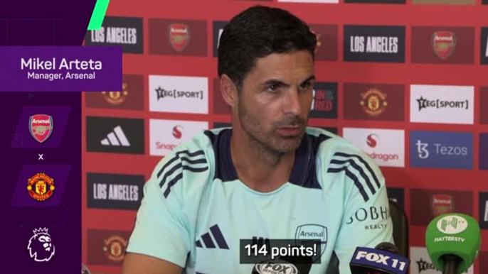 Arsenal need 114 points to win Premier League title, jokes Arteta