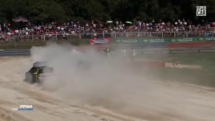 Rallycross France 2024 Kerlabo Supercars Semi Final 2 Start Peu Pailler Collision