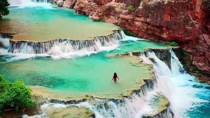 Havasu Falls, Havasu Creek in the Grand Canyon, Arizona, United States ||@naturetravler01