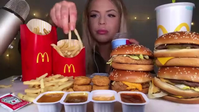 ASMR MOST POPULAR FOOD AT MCDONALDS BIG MAC, OREO MCFLURRY, NUGGETS, CHICKEN SANDWICH, FRIES MUKBANG