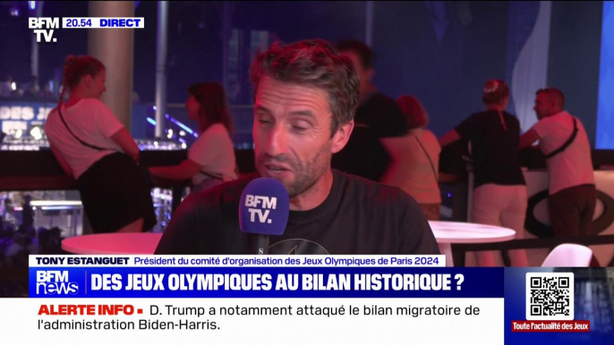 "On est récompensé, car ça donne une très belle image de notre pays": Tony Estanguet, président du comité d'organisation des JO de Paris, dresse un premier bilan de ces Jeux olympiques