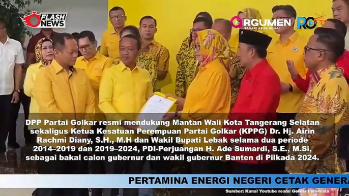 Partai Golkar Resmi Usung Airin Rachmi Diany - Ade Sumardi Di Pilgub Banten