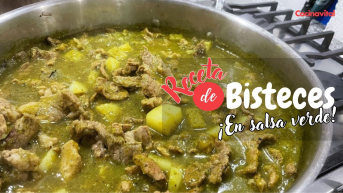 Cómo preparar Bisteces en salsa verde con calabacitas y ejotes