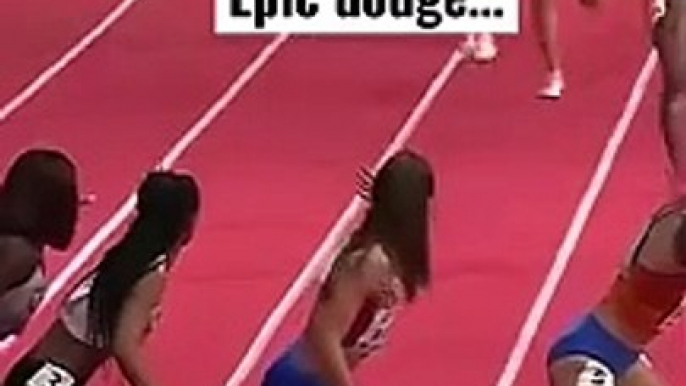 Epic dodge in 4x400 relay