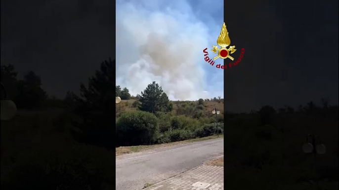 Incendio tra Abbadia San Salvatore e Piancastagnaio, canadair e vigili del fuoco in azione