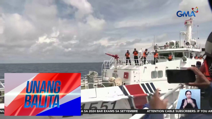 Barko ng BFAR na BRP Datu Sanday, ilang beses binangga at binomba ng tubig ng mga barko ng China | Unang Balita