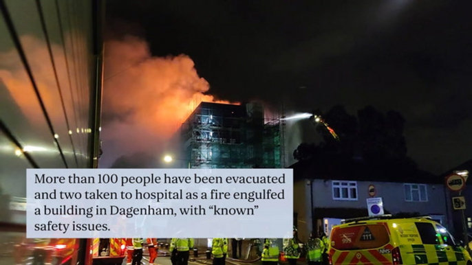 Dagenham fire: More than 100 evacuated and two taken to hospital as fire engulfs building