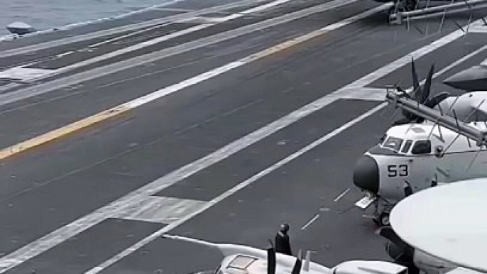 Stunning Sea Carrier Landing Operation Barrier Engagement