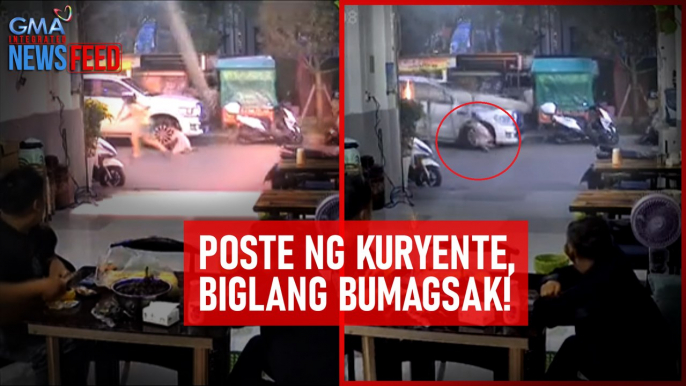 Poste ng kuryente, biglang bumagsak! | GMA Integrated Newsfeed