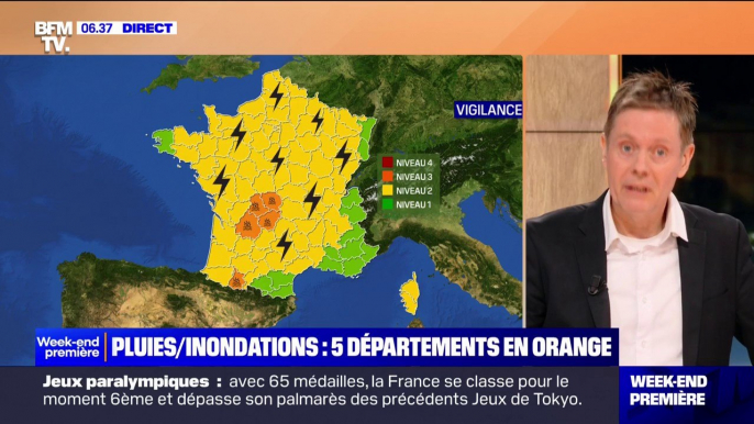 Cinq départements placés en vigilance orange inondation à cause de fortes pluies