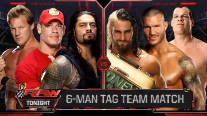 WWE Raw 09.01.2014 - Roman Reigns, Chris Jericho & John Cena vs Randy Orton, Seth Rollins & Kane (6-man Tag Team Match)