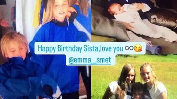 "Joyeux anniversaire, ma sister, je t'aime tant" a-t-il écrit en anglais avec une photo d'elle le tenant dans ses bras.Cameron Smet a publié un message sur Instagram pour l'anniversaire de sa petite soeur Emma