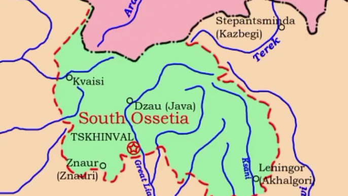 Map of South Ossetia. South Ossetia Map. Peta Ossetia Selatan. Southern Ossetia Map. Map of Southern Ossetia