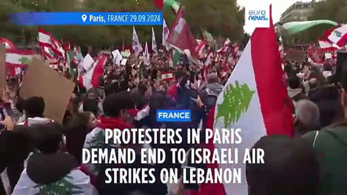 Protesters in Paris demand end to Israeli air strikes on targets in Lebanon