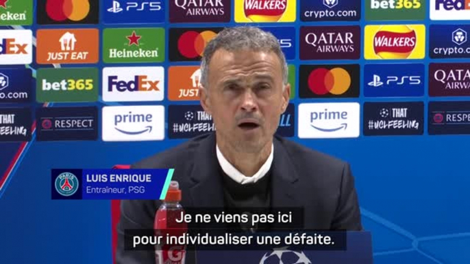 PSG - Luis Enrique : "La défaite est pour moi"