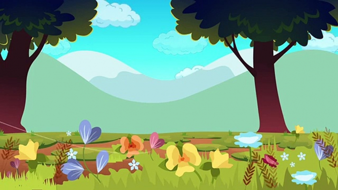 Bee Flowers Grass Forest Trees Nature Kids Cartoon